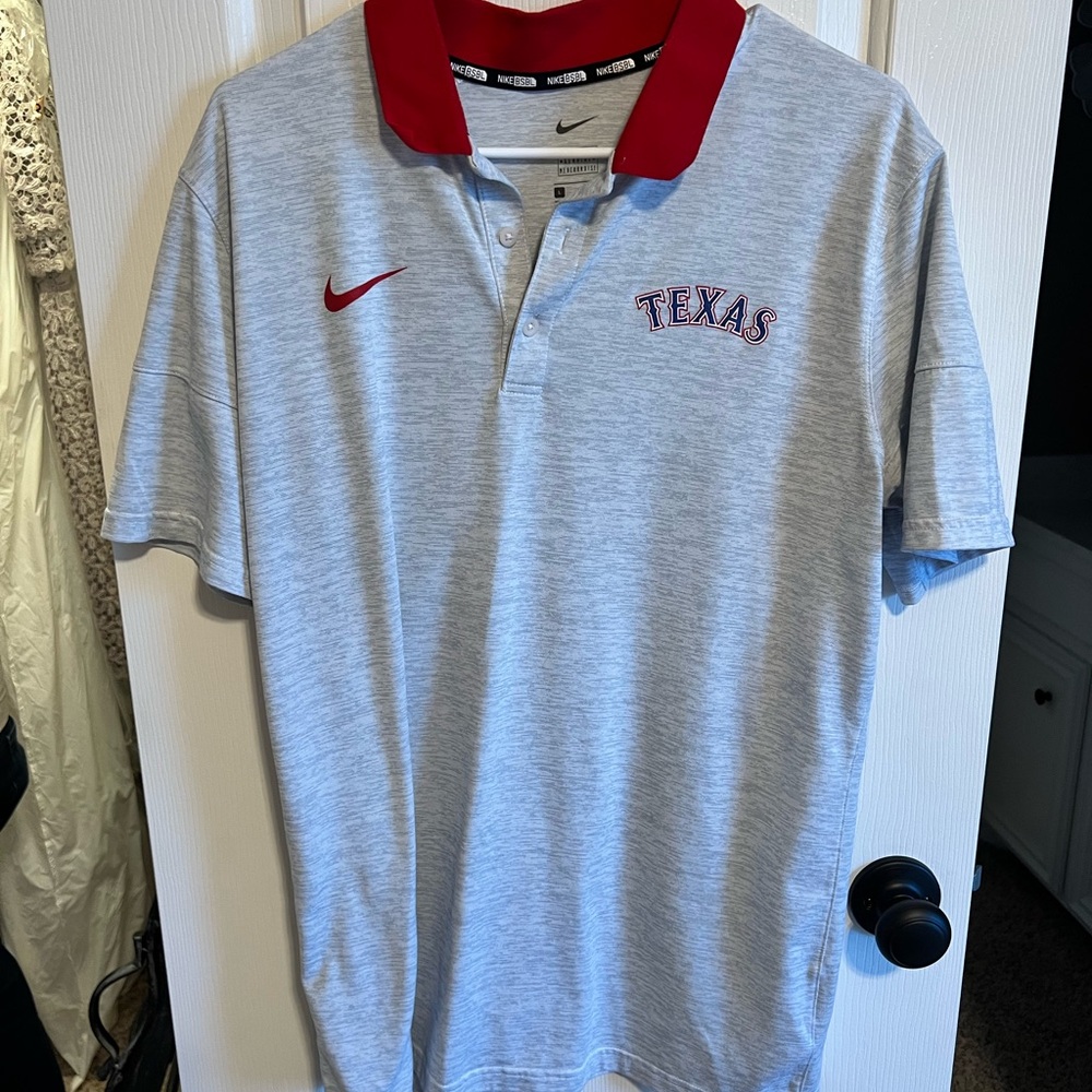 Nike Men's Gray and Red Texas Polo Shirt